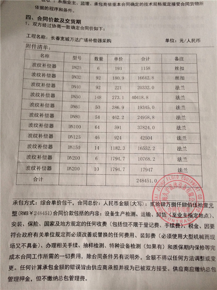 長(zhǎng)春寬城萬(wàn)達(dá)廣場(chǎng)采用上海淞江波紋補(bǔ)償器